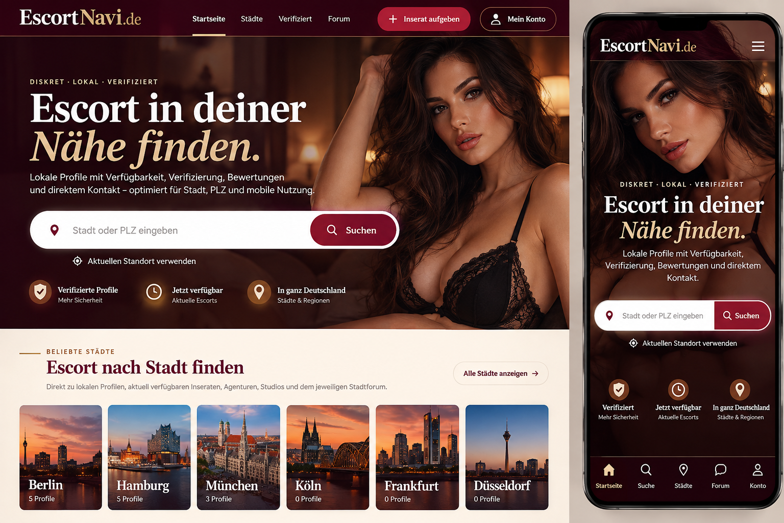 EscortNavi.de Originalplattform – Desktop- und Mobilansicht